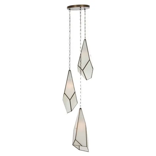 Finchley Multifaceted Triple Pendant - Antique Brushed Brass - Gabby - Handcrafted - White