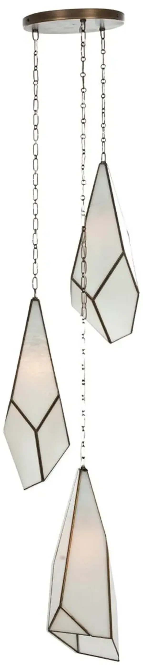 Finchley Multifaceted Triple Pendant - Antique Brushed Brass - Gabby - Handcrafted - White