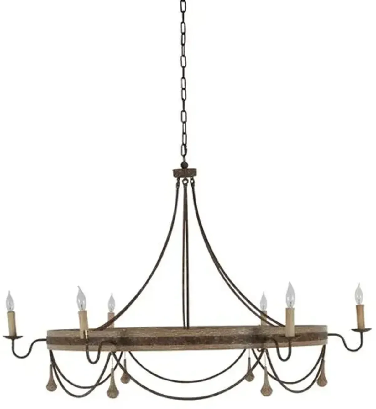 Jean Chandelier - Rust/White Washed Wood - Gabby - Brown