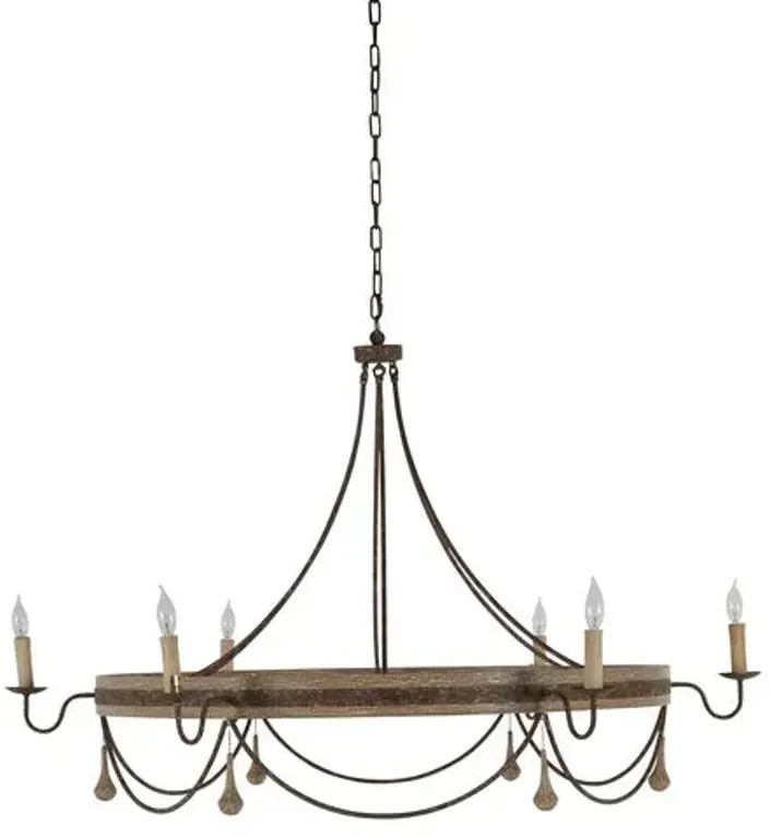 Jean Chandelier - Rust/White Washed Wood - Gabby - Brown