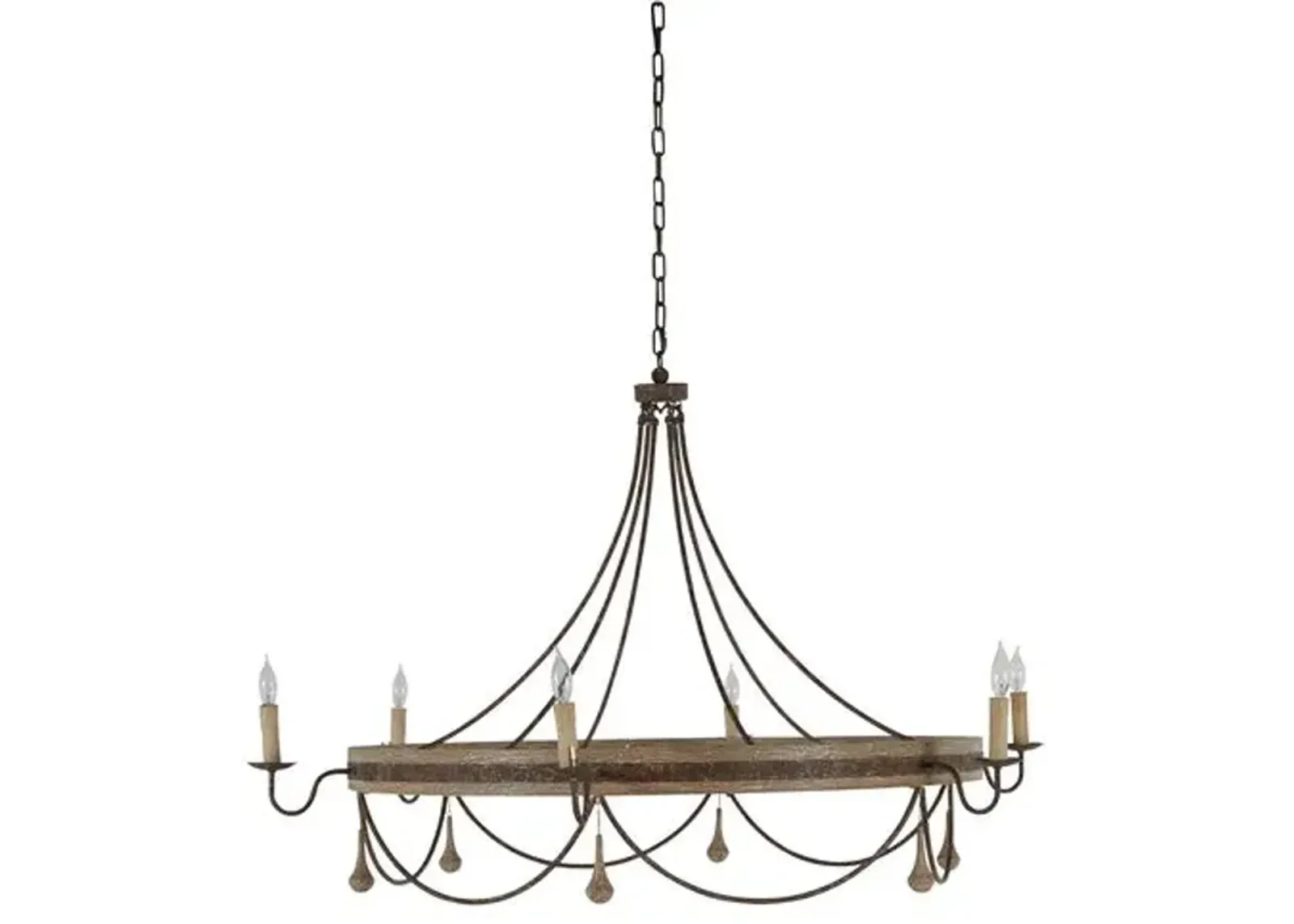 Jean Chandelier - Rust/White Washed Wood - Gabby - Brown