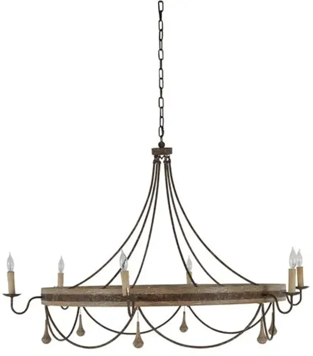 Jean Chandelier - Rust/White Washed Wood - Gabby - Brown