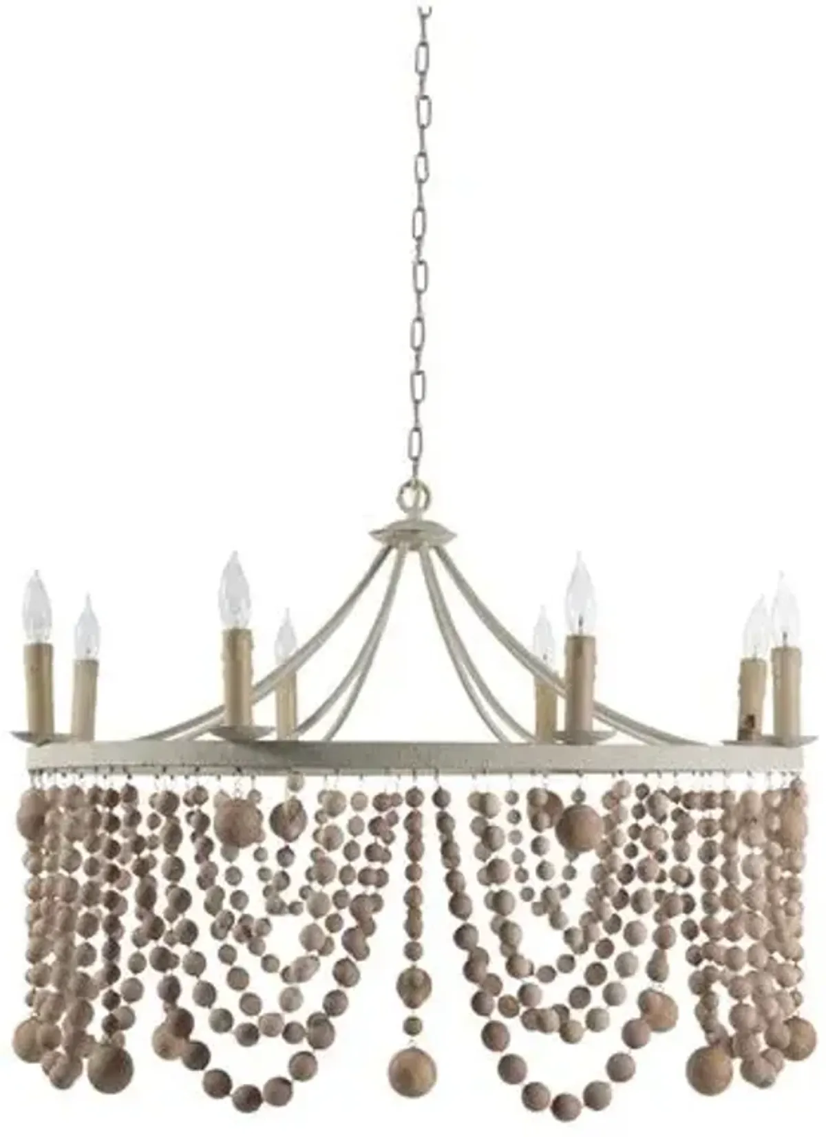 Madeleine Beaded Chandelier - Beige Washed Wood - Gabby - Brown