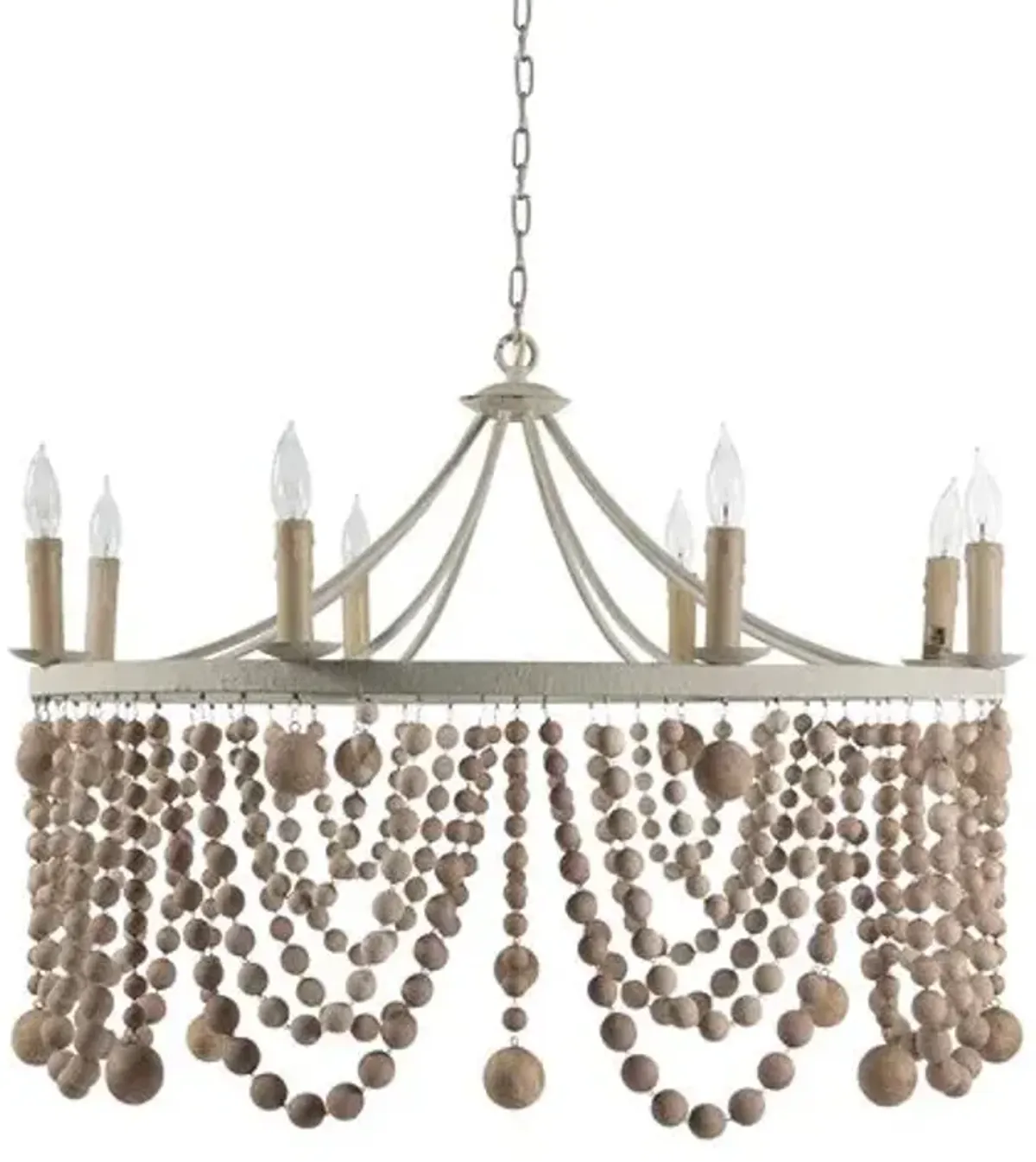 Madeleine Beaded Chandelier - Beige Washed Wood - Gabby - Brown