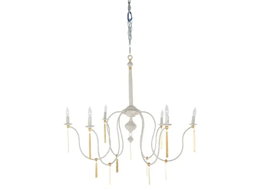 Tracy Chandelier - Textured White/Vintage Gold - Gabby