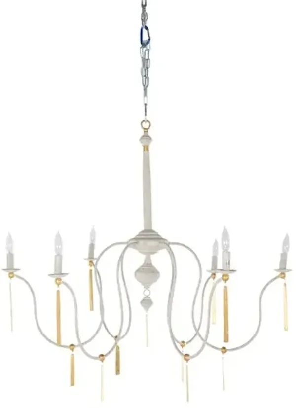 Tracy Chandelier - Textured White/Vintage Gold - Gabby
