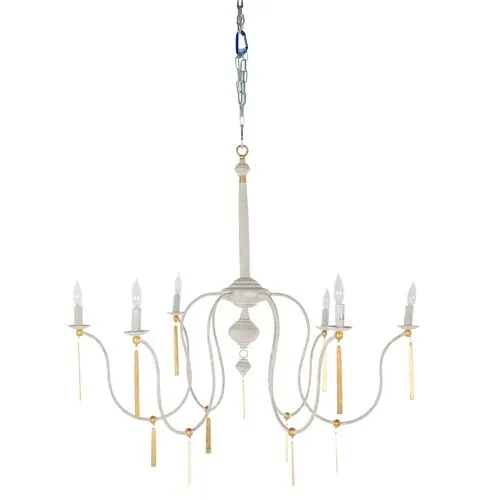 Tracy Chandelier - Textured White/Vintage Gold - Gabby