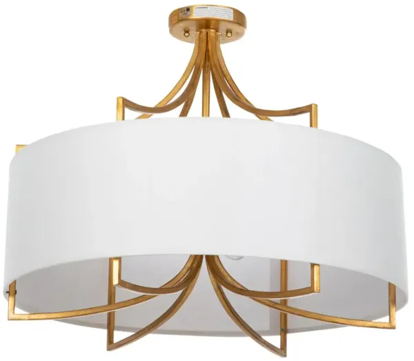 Lacey Semi-Flush Mount, Vintage Gold/White Linen