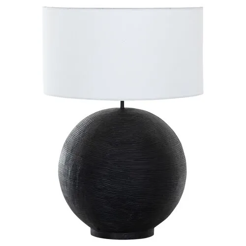 Orion Large Demilune Table Lamp - Plaster Black - Gabby