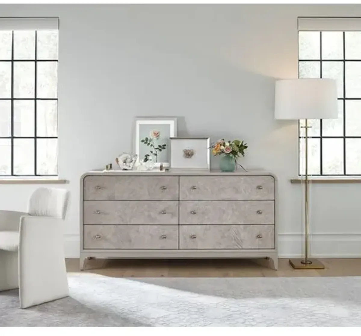 Tranquility Immersion 6-Drawer Burl Dresser - Gray Moonstone - Miranda Kerr Home