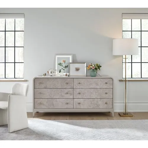 Tranquility Immersion 6-Drawer Burl Dresser - Gray Moonstone - Miranda Kerr Home