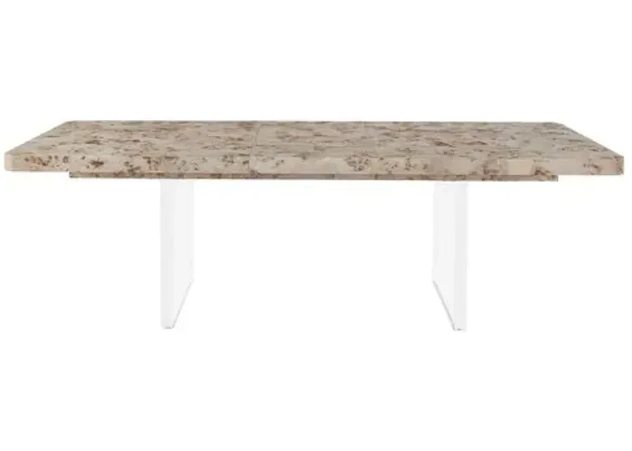 Tranquility Extension Dining Table - Mappa Burl/Acrylic - Miranda Kerr Home