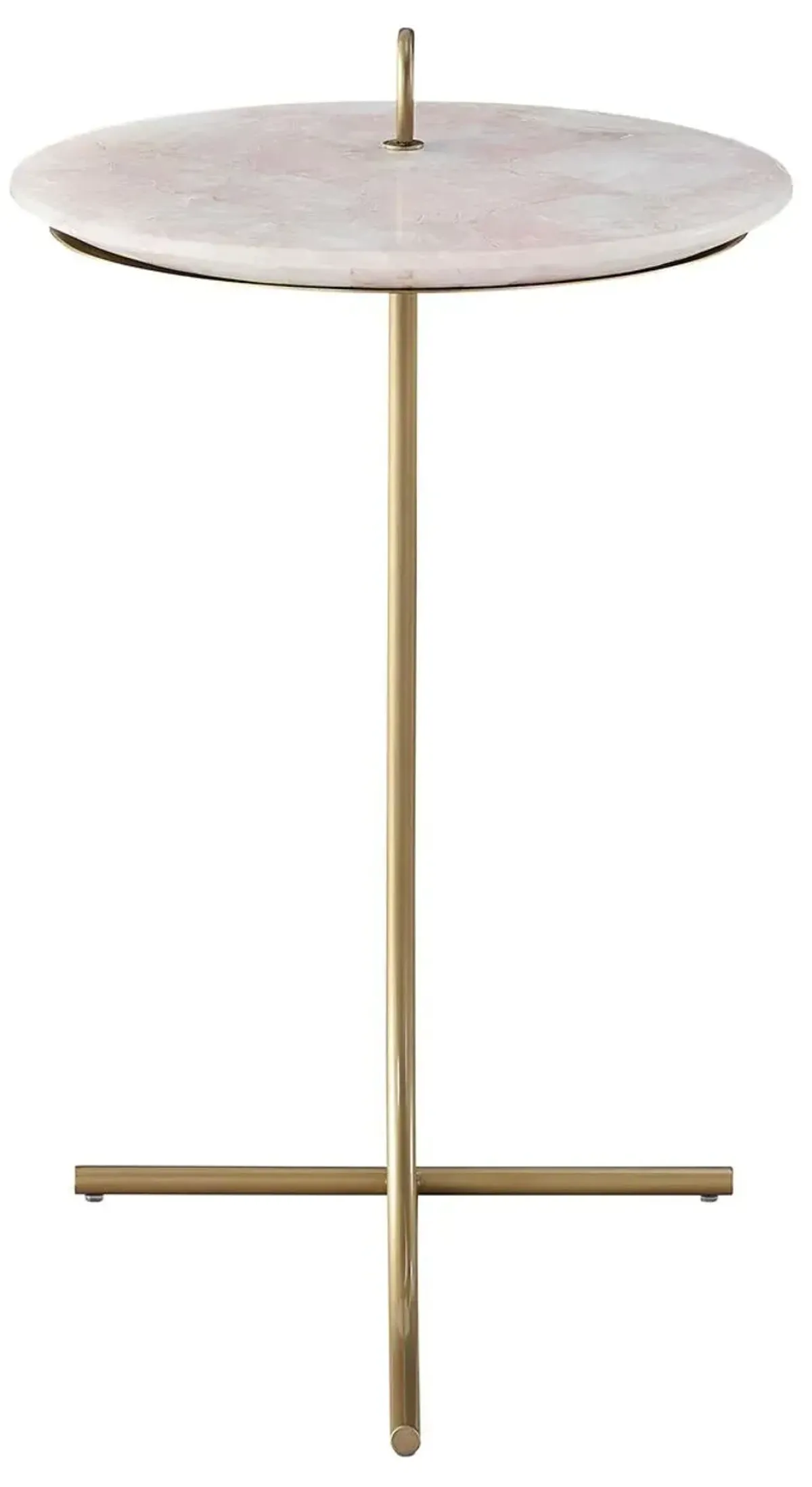 Tranquility Rose Quartz Accent Table, Soft Gold