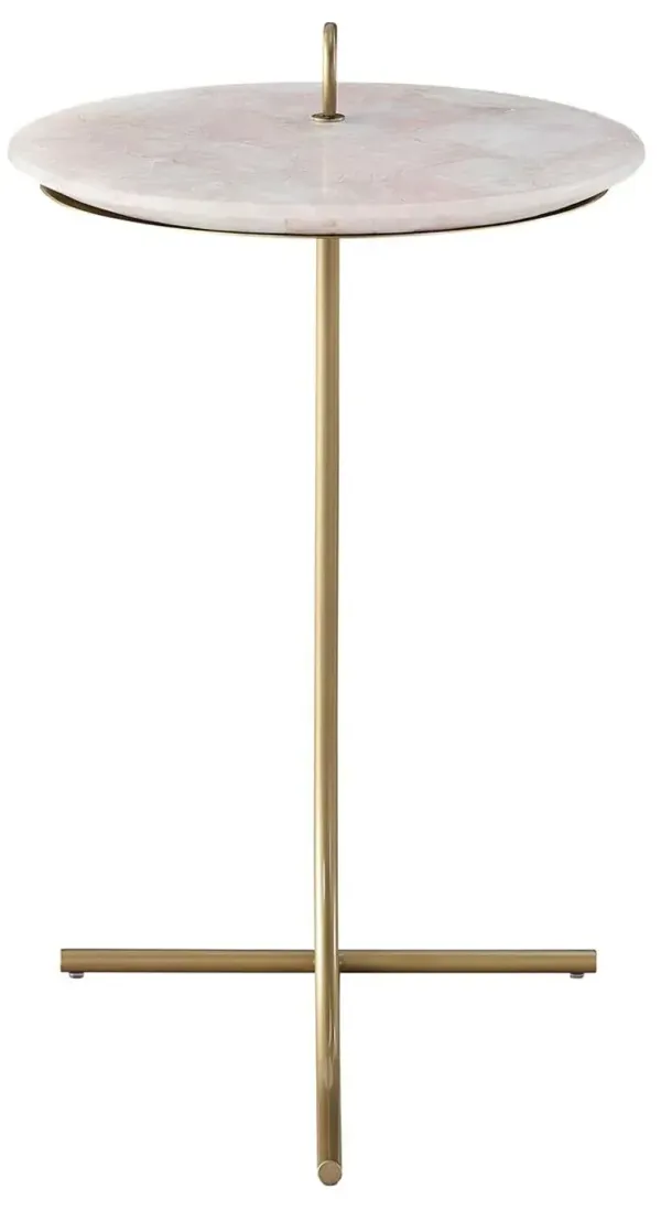 Tranquility Rose Quartz Accent Table, Soft Gold