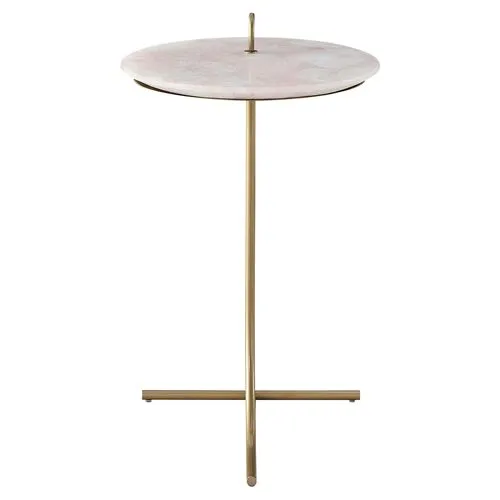 Tranquility Rose Quartz Accent Table - Soft Gold - Miranda Kerr Home - Pink - 23H x 14W x 14D in