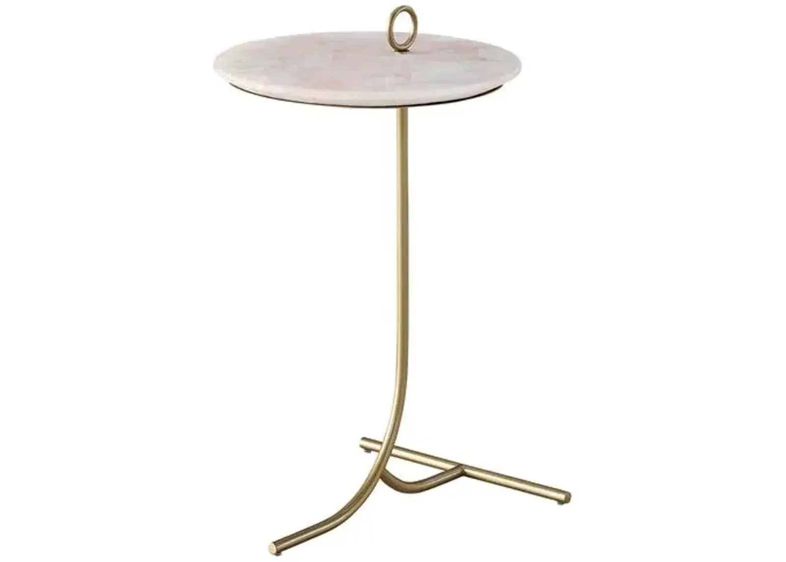 Tranquility Rose Quartz Accent Table - Soft Gold - Miranda Kerr Home - Pink - 23H x 14W x 14D in