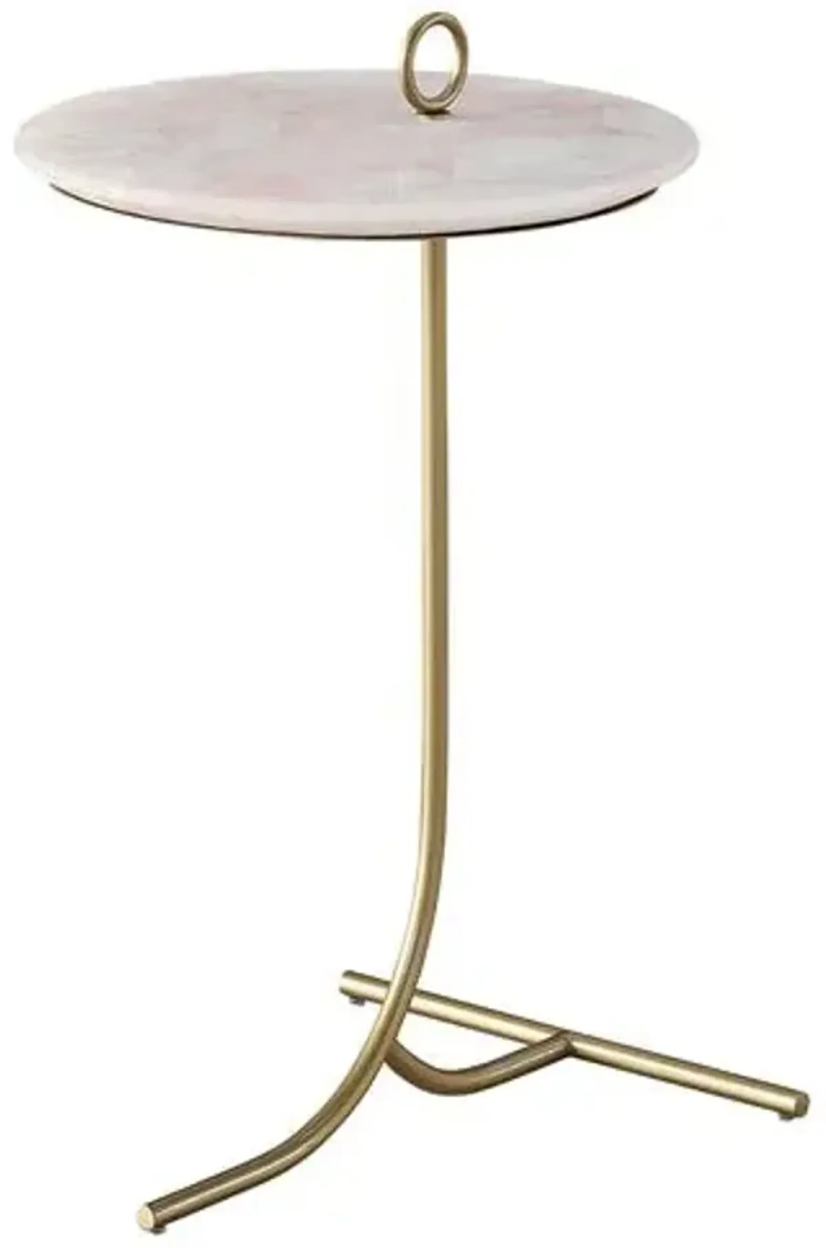 Tranquility Rose Quartz Accent Table - Soft Gold - Miranda Kerr Home - Pink - 23H x 14W x 14D in