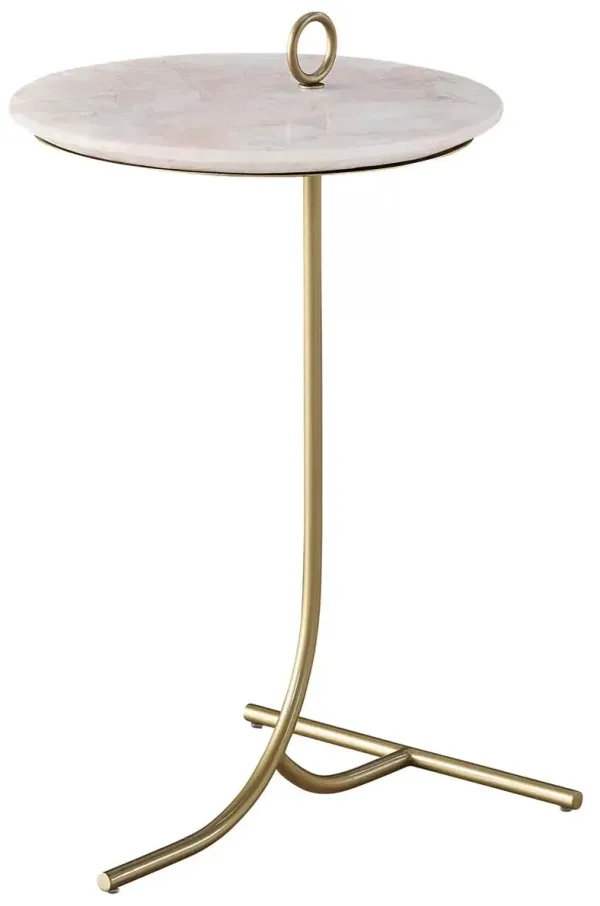 Tranquility Rose Quartz Accent Table, Soft Gold