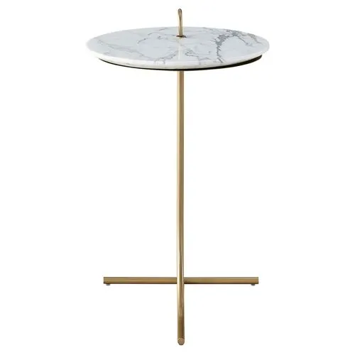 Tranquility White Carrara Accent Table - Soft Gold - Miranda Kerr Home - 23H x 14W x 14D in