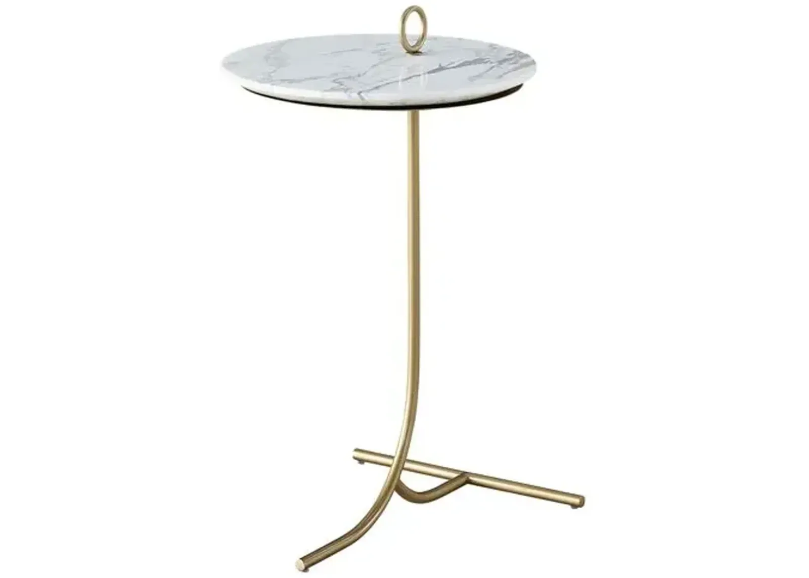 Tranquility White Carrara Accent Table - Soft Gold - Miranda Kerr Home - 23H x 14W x 14D in