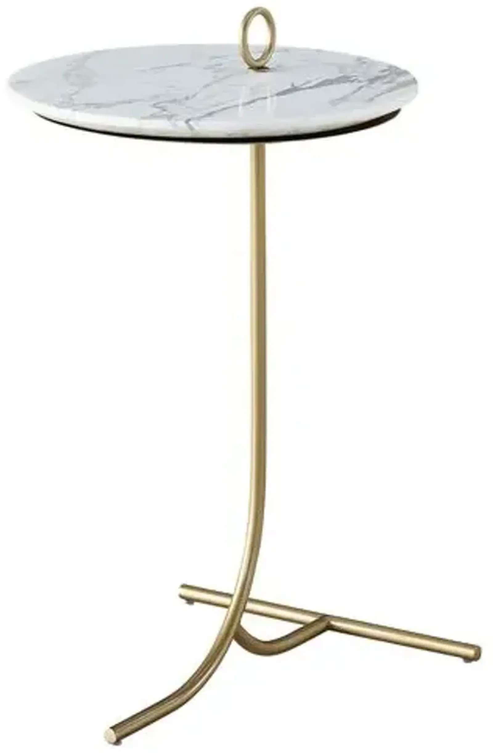 Tranquility White Carrara Accent Table - Soft Gold - Miranda Kerr Home - 23H x 14W x 14D in