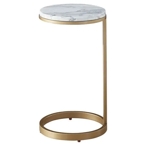 Tranquility White Carrara Side Table - Soft Gold - Miranda Kerr Home