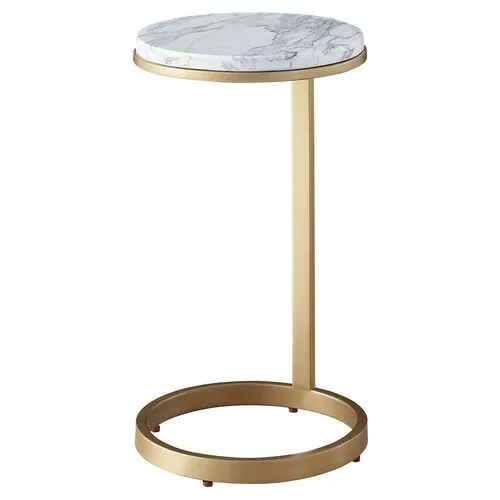 Tranquility White Carrara Side Table - Soft Gold - Miranda Kerr Home