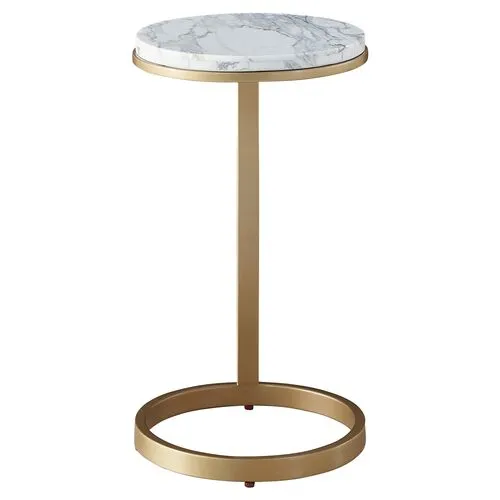 Tranquility White Carrara Side Table - Soft Gold - Miranda Kerr Home