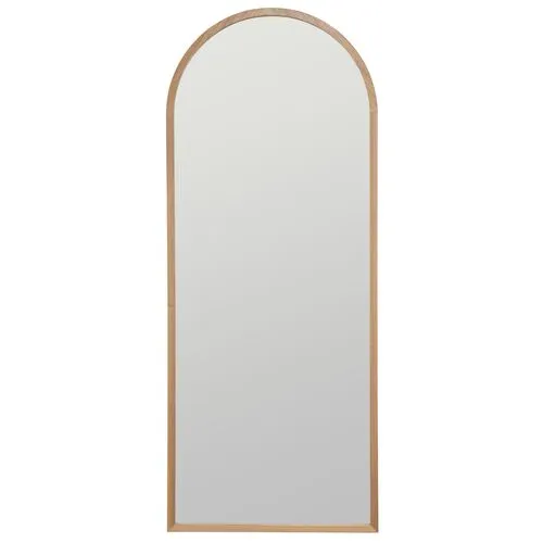 Dalia Arched Wood Floor Mirror - Natural - Brown