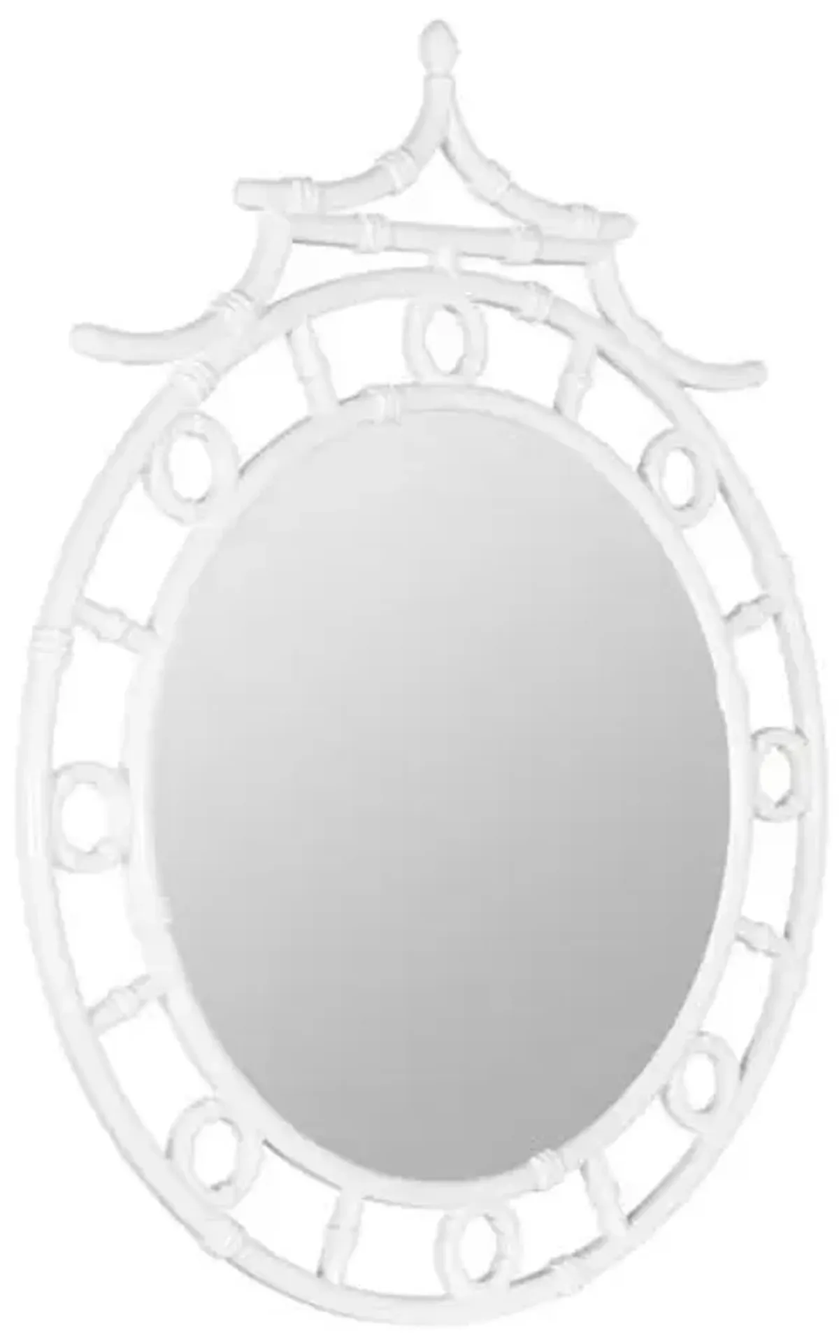 Isla Chinoiserie Round Wall Mirror - Glossy White