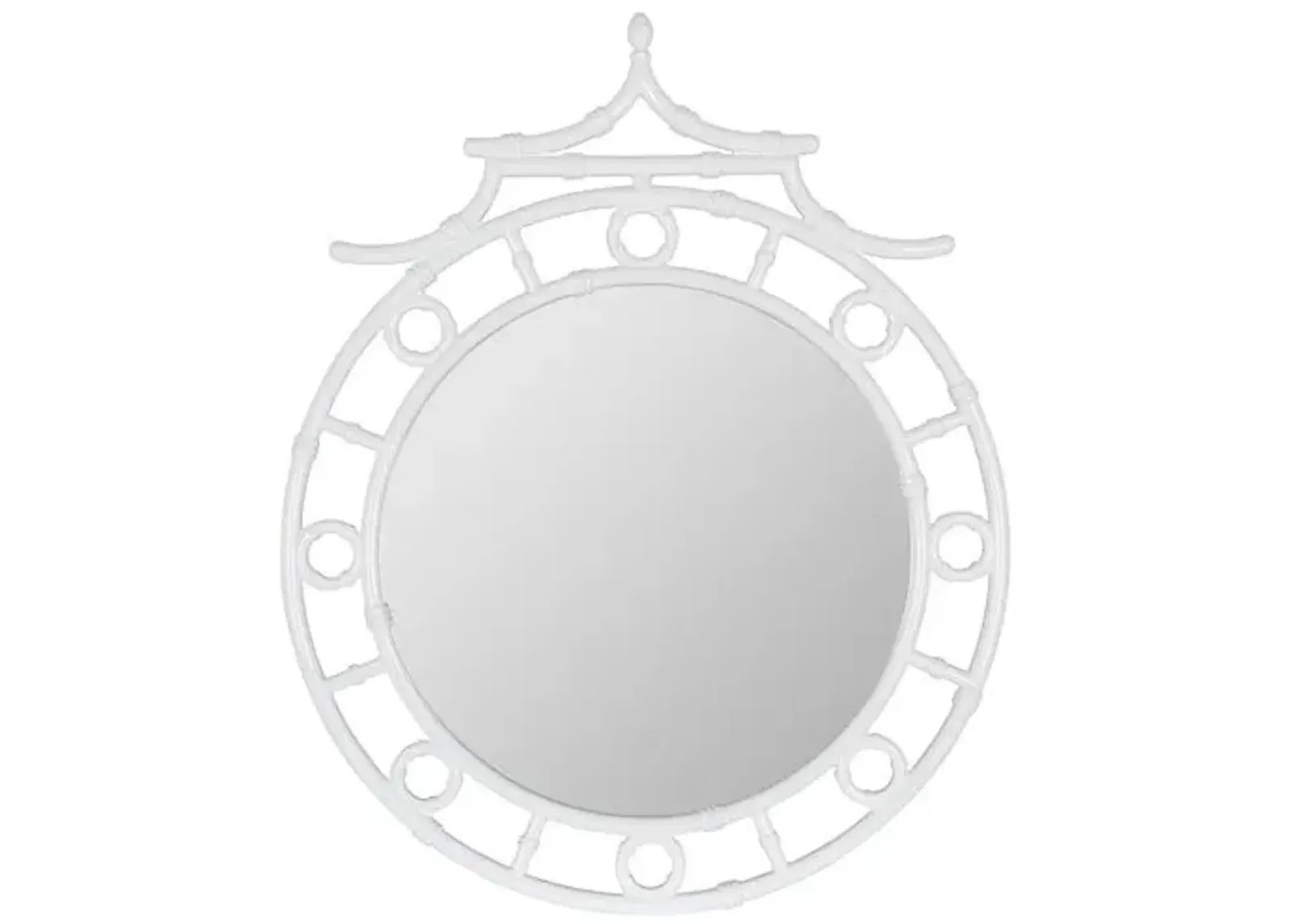 Isla Chinoiserie Round Wall Mirror - Glossy White