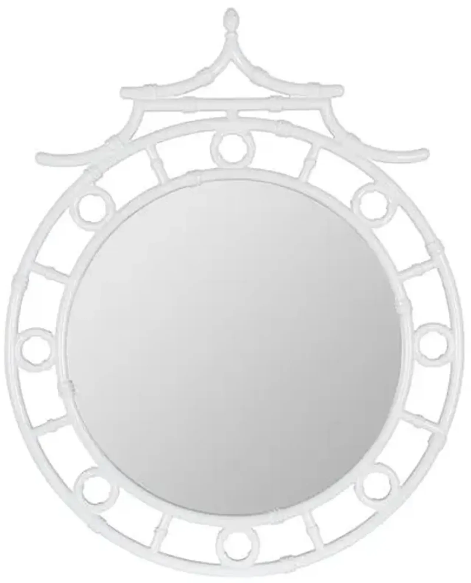 Isla Chinoiserie Round Wall Mirror - Glossy White