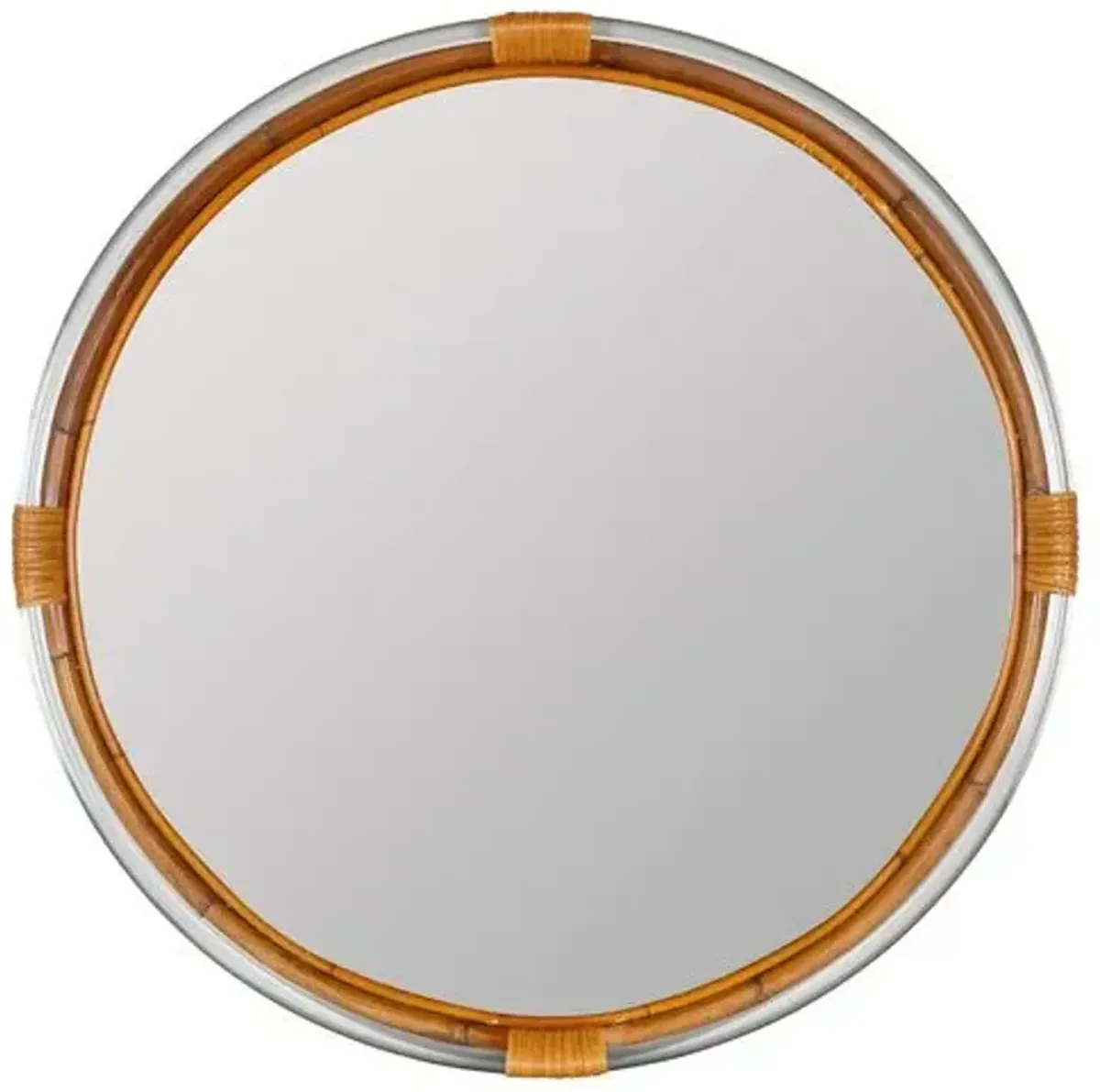 Ella Round Bamboo Wall Mirror - Natural/Clear Acrylic