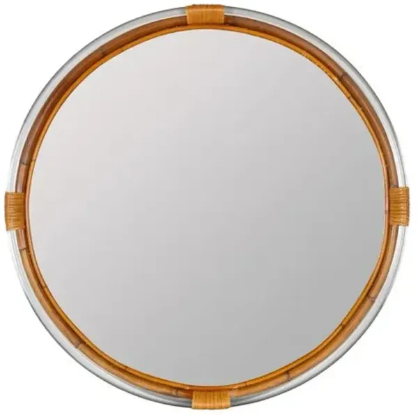 Ella Round Bamboo Wall Mirror - Natural/Clear Acrylic