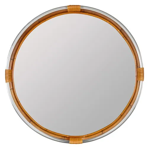 Ella Round Bamboo Wall Mirror - Natural/Clear Acrylic