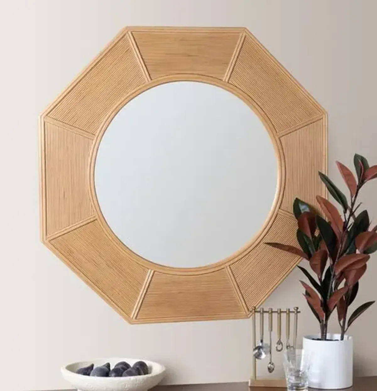 Kira Octagonal Wall Mirror - Natural