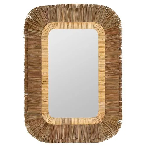 Eliza Rattan and Sea Grass Wall Mirror - Natural