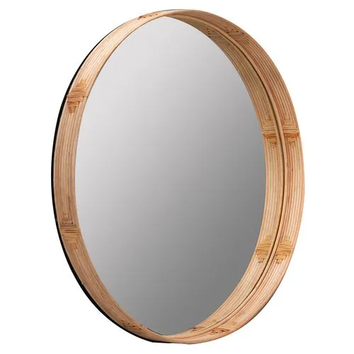 Everett Round Rattan Wall Mirror - Natural