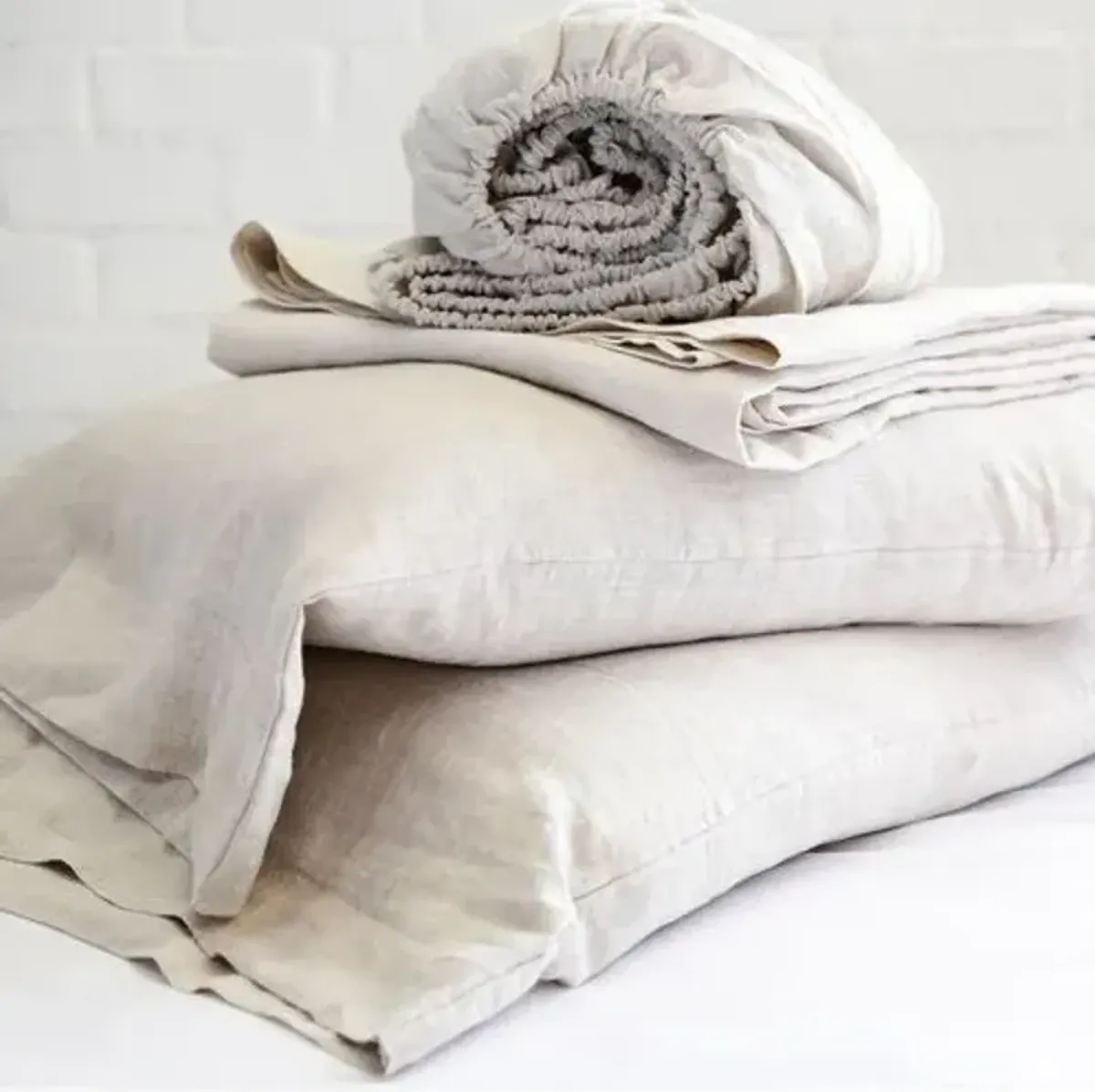 Linen Sheet Set - Pom Pom at Home - Beige, 300 Thread Count, Egyptian Cotton Sateen, Soft and Luxurious