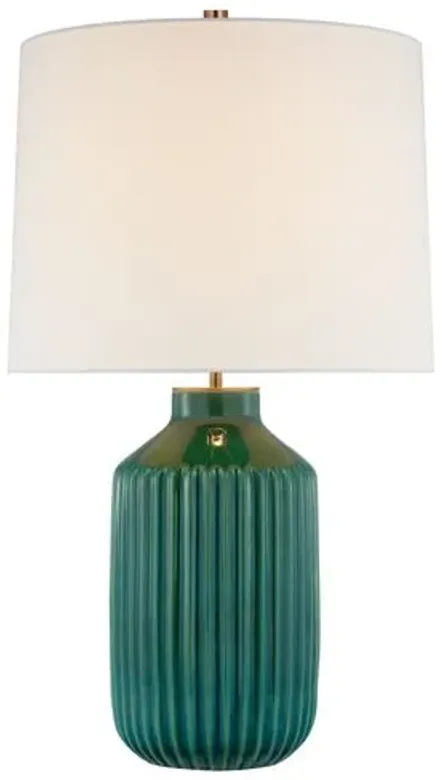 Visual Comfort - Braylen Medium Ribbed Table Lamp - Green