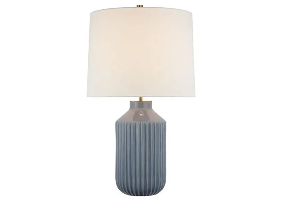 Visual Comfort - Braylen Medium Ribbed Table Lamp - Blue