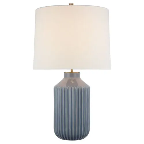 Visual Comfort - Braylen Medium Ribbed Table Lamp - Blue