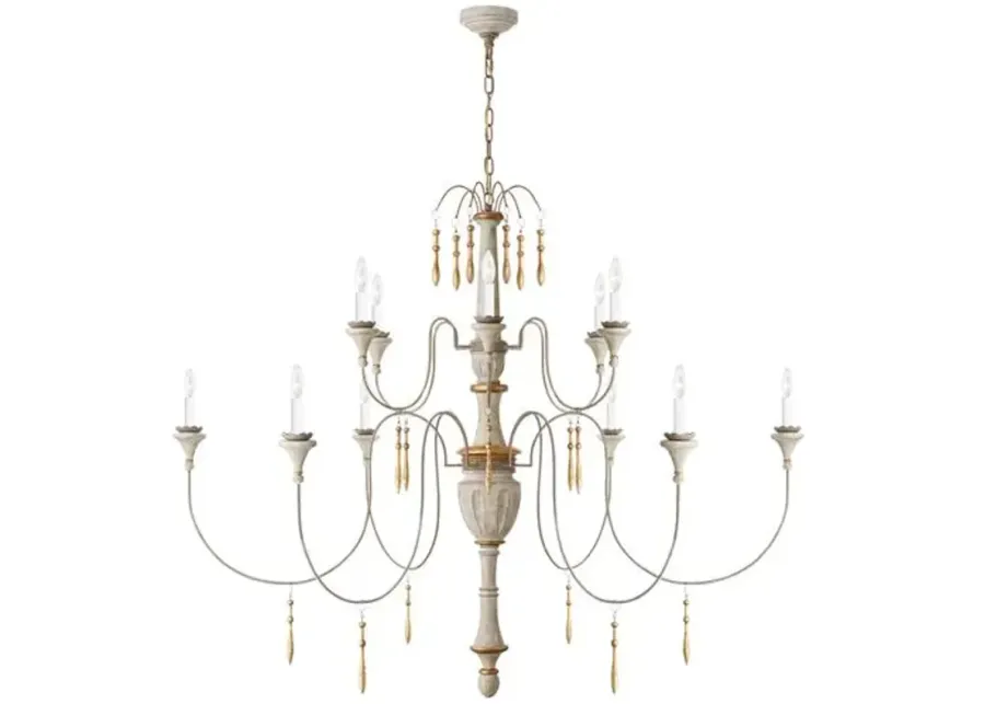 Visual Comfort - Fortuna Large Chandelier - Vintage White/Gild