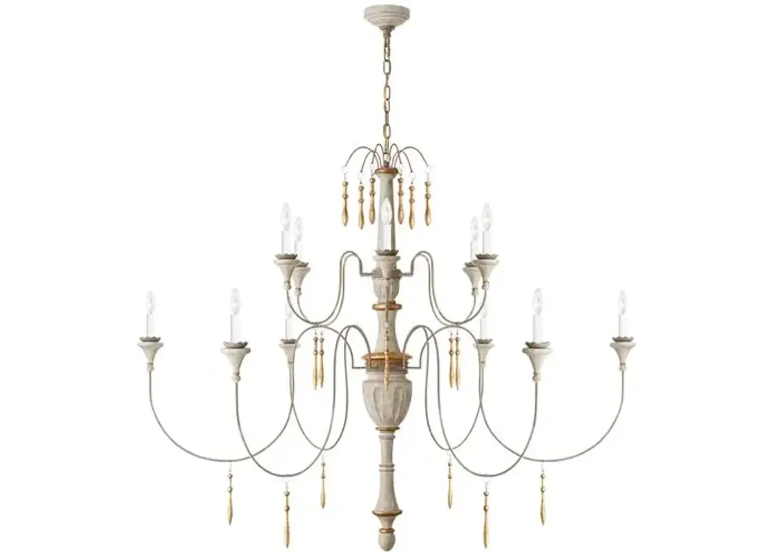 Visual Comfort - Fortuna Large Chandelier - Vintage White/Gild