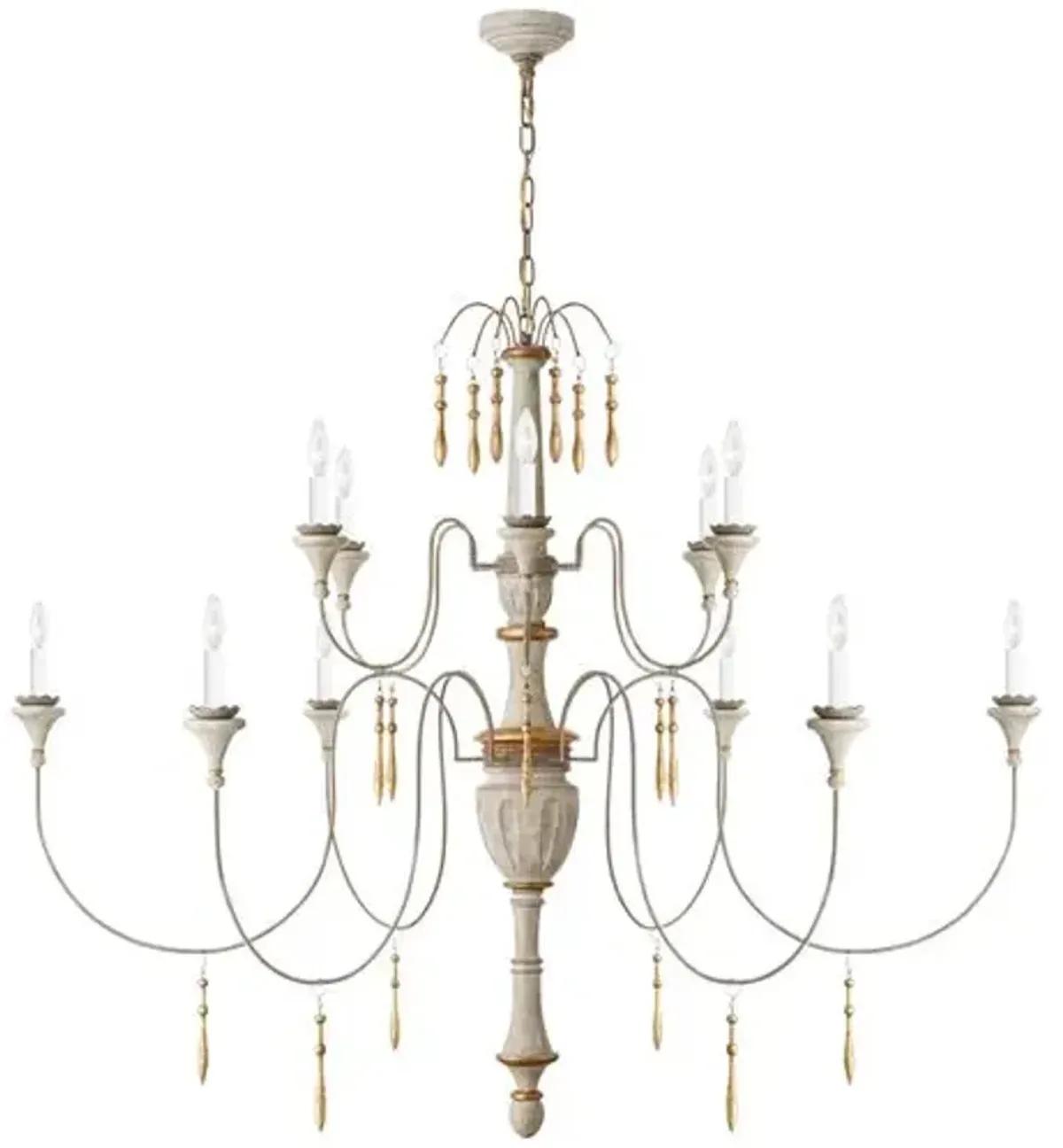 Visual Comfort - Fortuna Large Chandelier - Vintage White/Gild