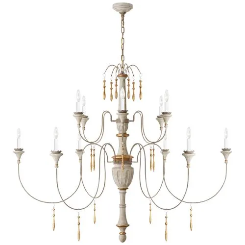 Visual Comfort - Fortuna Large Chandelier - Vintage White/Gild