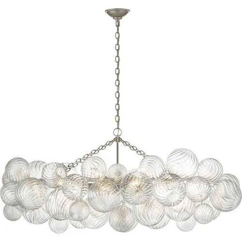 Visual Comfort - Talia Medium Linear Chandelier with Clear Swirled Glass - Silver