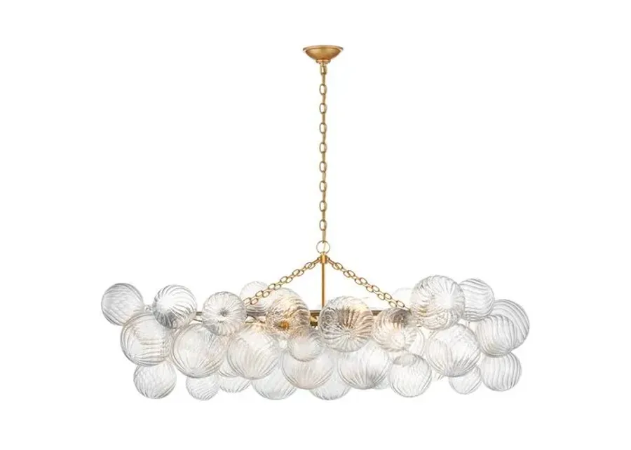 Visual Comfort - Talia Medium Linear Chandelier with Clear Swirled Glass - Gold