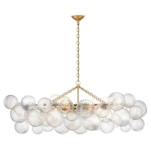 Visual Comfort - Talia Medium Linear Chandelier with Clear Swirled Glass - Gold