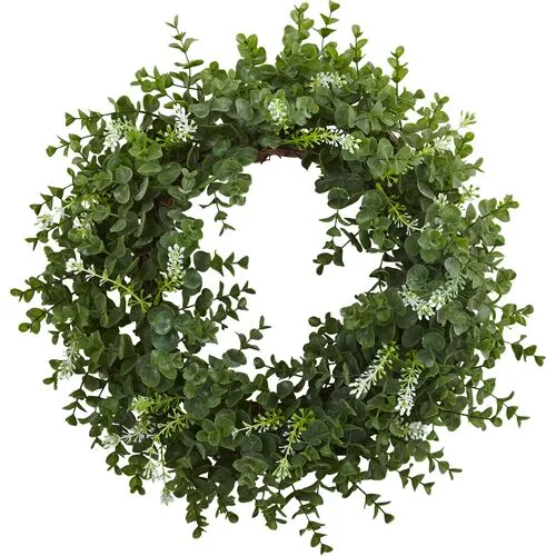 18" Faux Eucalyptus Wreath - Green